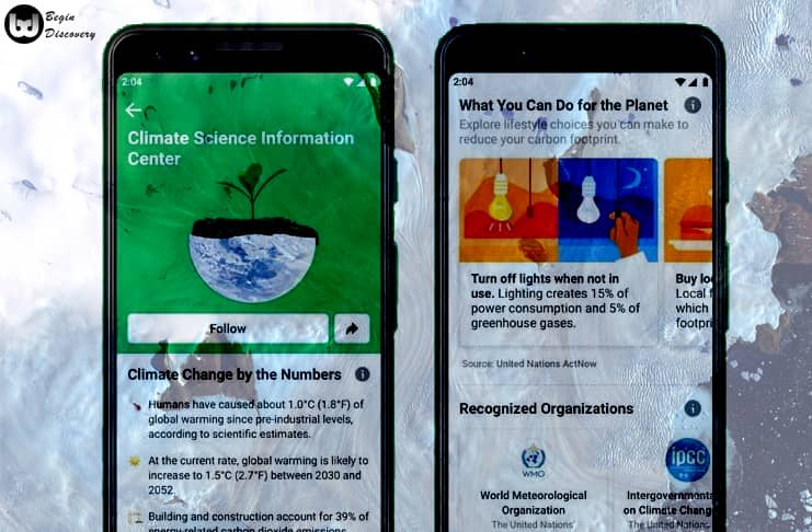 Facebook offer information on climate change
