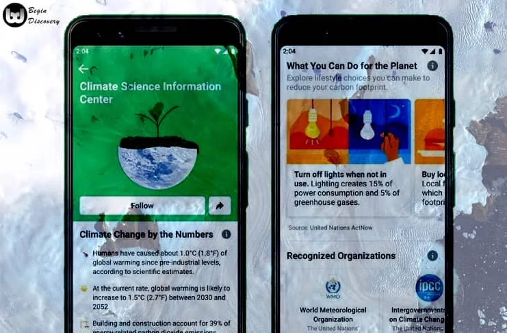 Facebook offer information on climate change